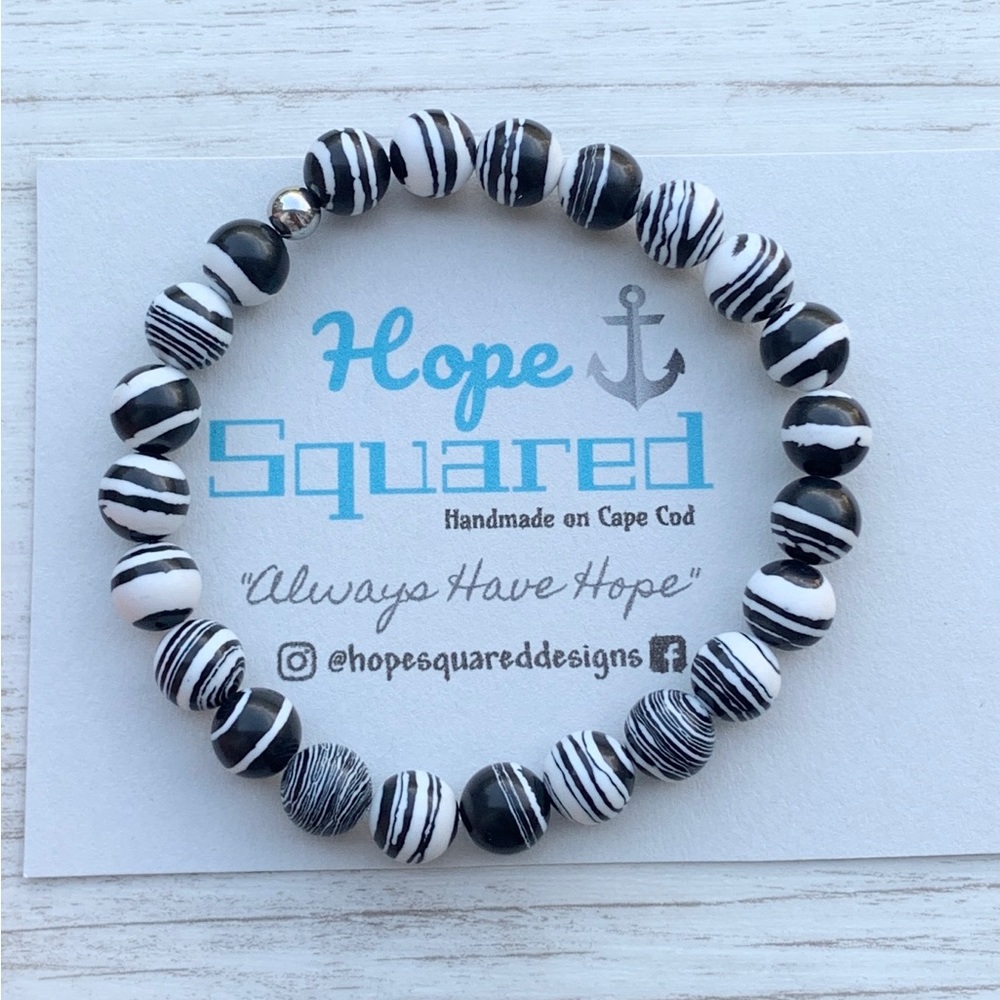 Beaded gemstone zebra Jasper bracelet!